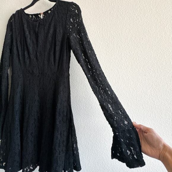 Free People Teen Witch Black Lace Fit & Flare Dress Size L OB451639 NWT - Picture 8 of 15